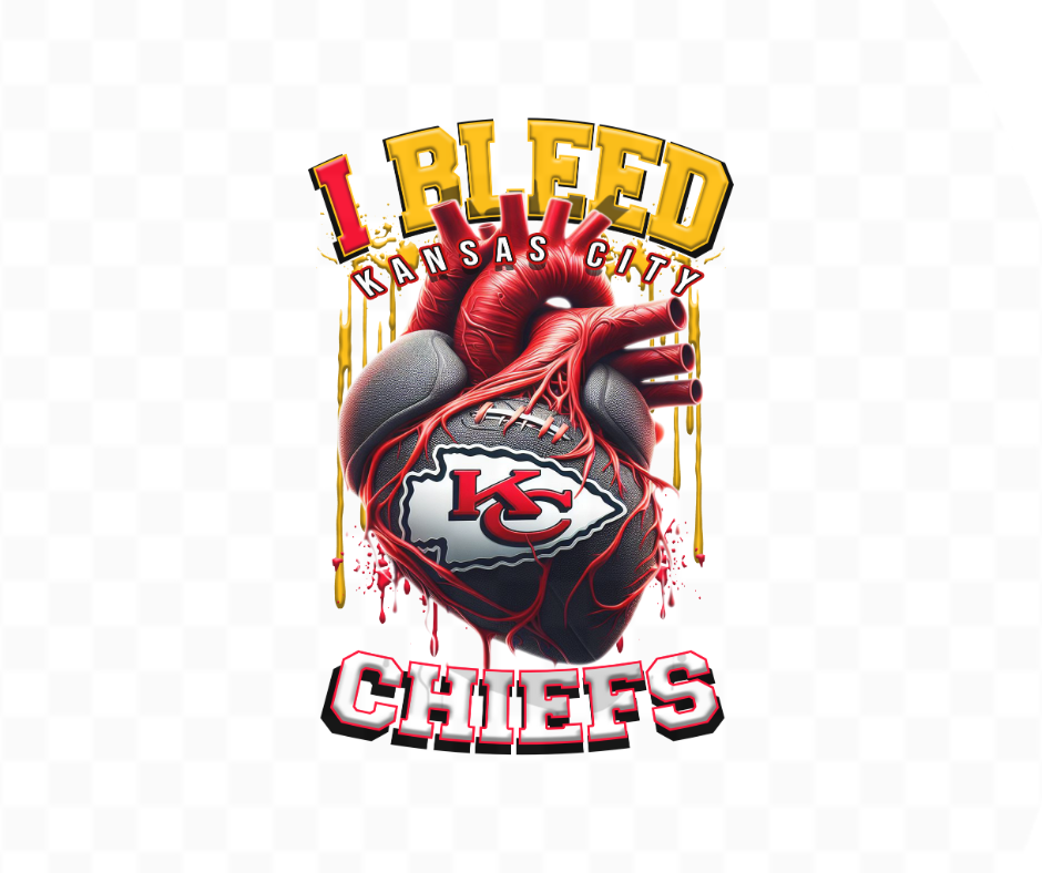 I Bleed Chiefs Football DTF Heat Transfer