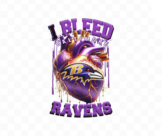 I Bleed Ravens Football DTF