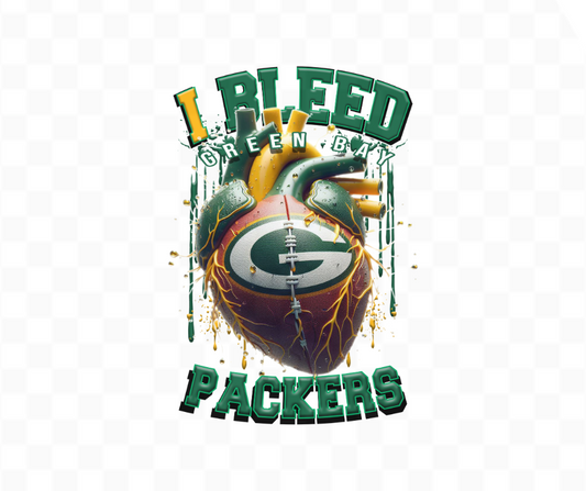 I Bleed Packers Football DTF Heat Transfer