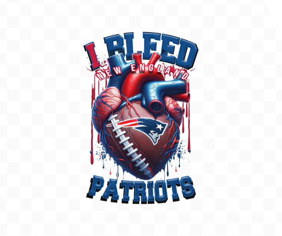 I Bleed Patriots Football DTF Heat Transfer