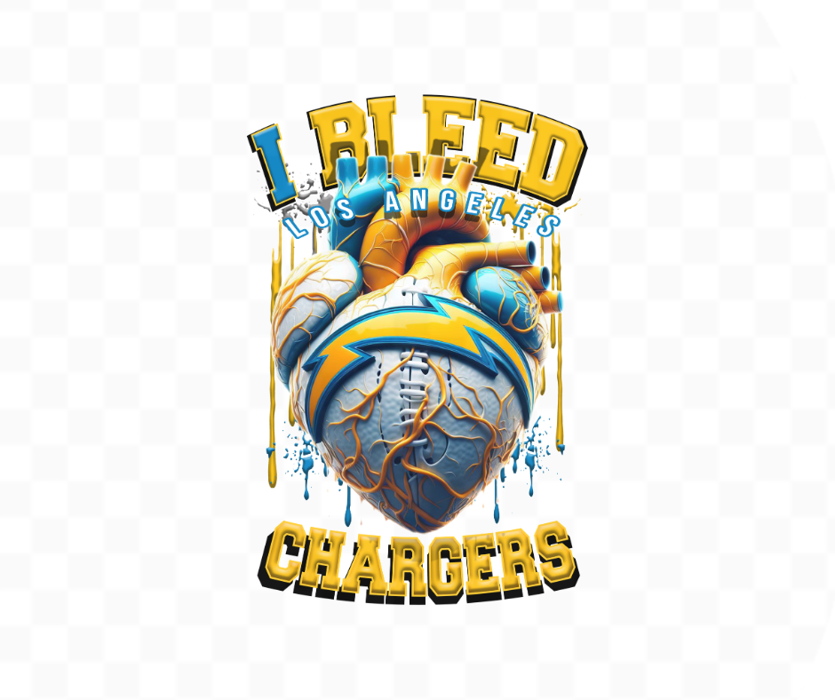 I Bleed Chargers Football DTF Heat Transfer