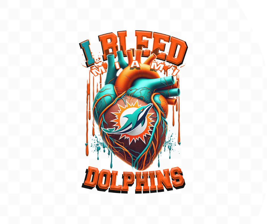 I Bleed Dolphins Football DTF Heat Transfer