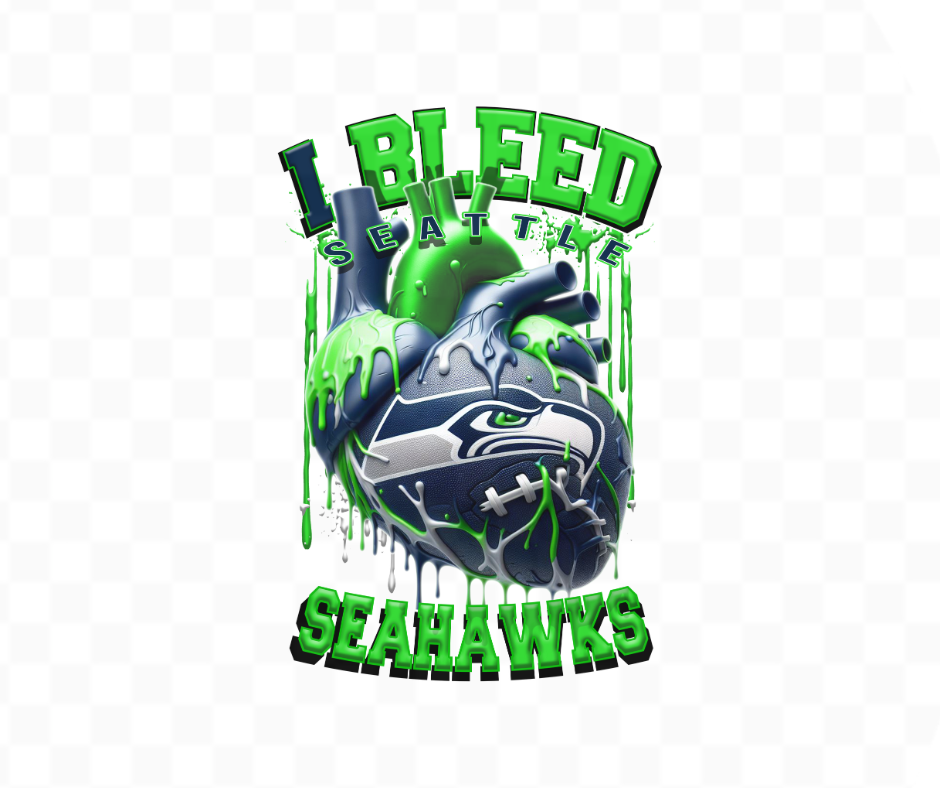 I Bleed Seahawks Football DTF Heat Transfer