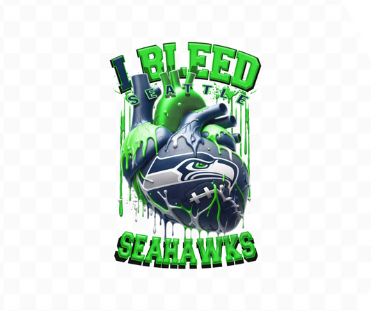 I Bleed Seahawks Football DTF Heat Transfer