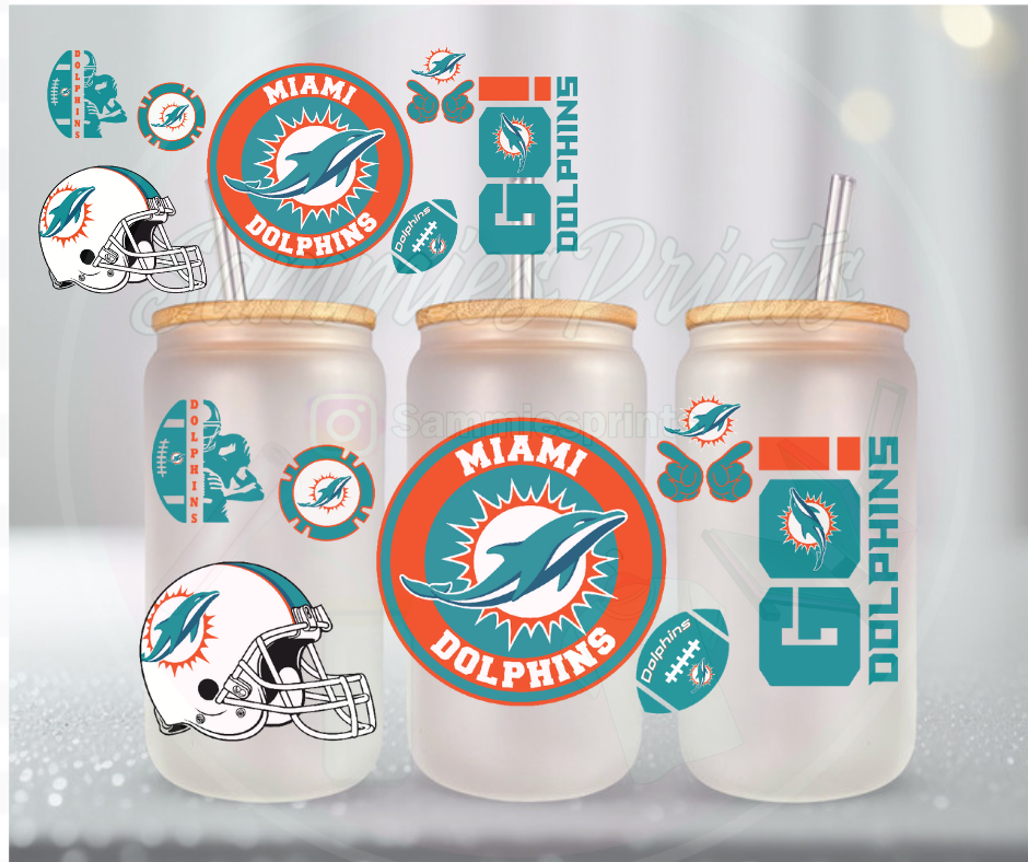 Dolphins Fingers Football UV DTF Cup Wrap