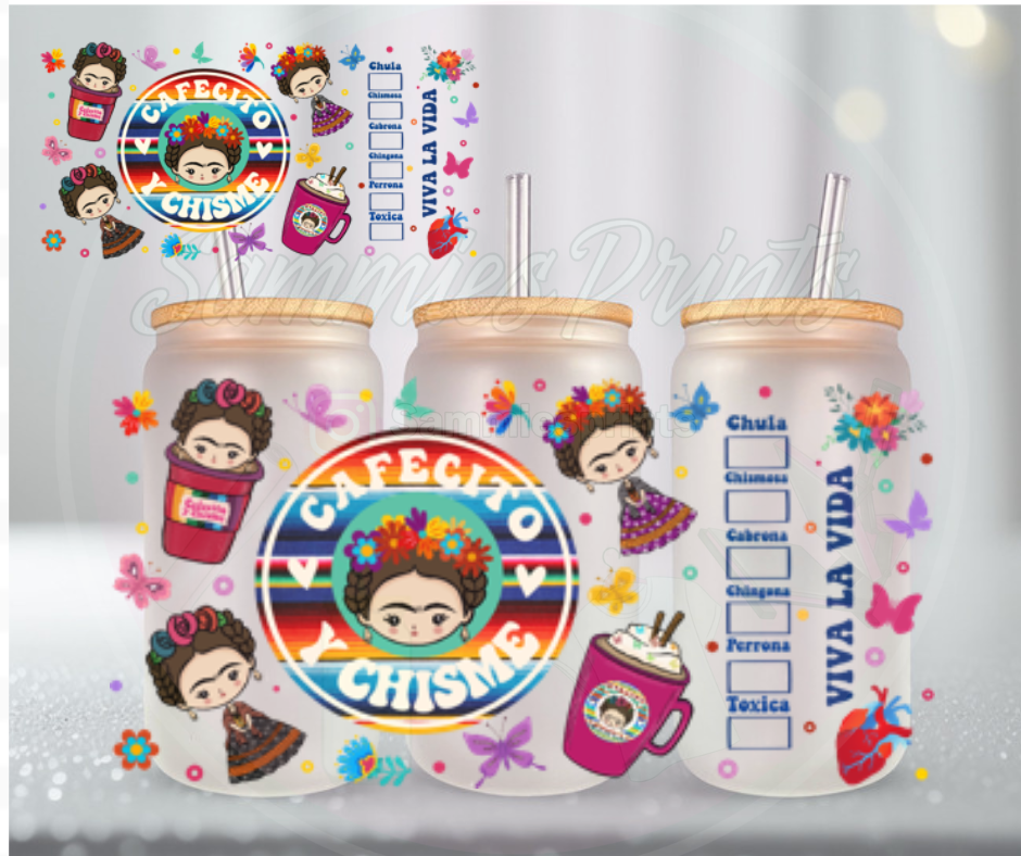 Frida Cafecito Y Chisme UV DTF Cup Wrap