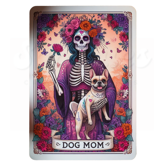 Dog Mom Tarot Card White Frenchie DTF