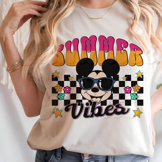 Boy Mouse Head Summer Vibes DTF Heat Transfer