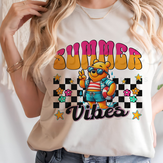 Yellow Bear Peace Summer Vibes DTF Heat Transfer