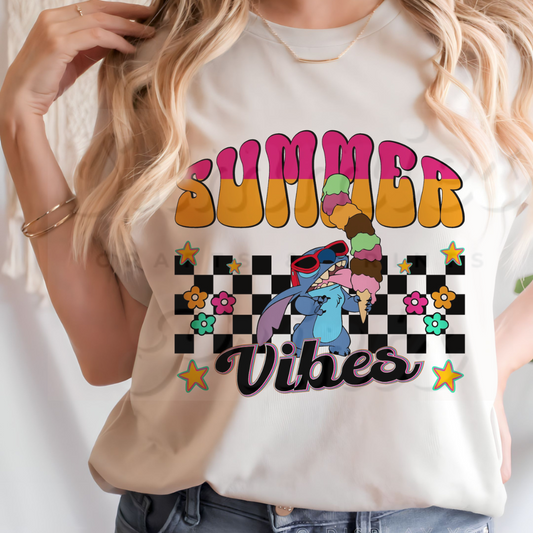 Blue Alien Ice Cream Summer Vibes DTF Heat Transfer