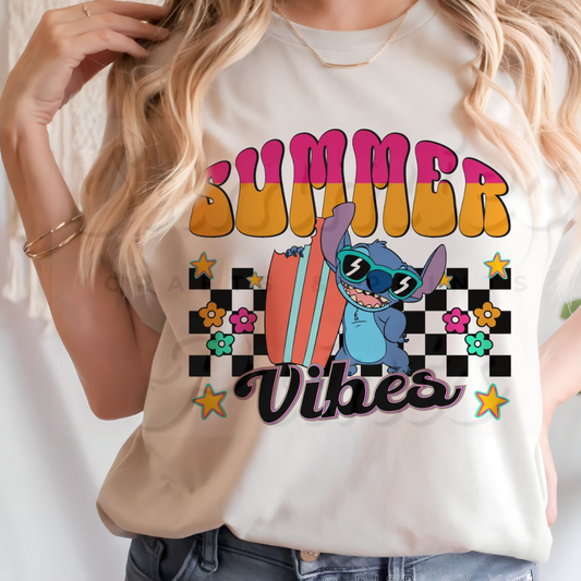 Blue Alien SurfBoard Summer Vibes DTF Heat Transfer