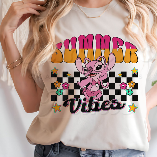 Pink Alien Summer Vibes DTF Heat Transfer