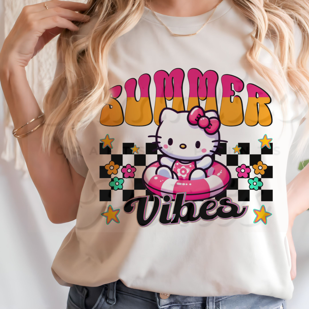 HKitty Pool Float Summer Vibes DTF Heat Transfer