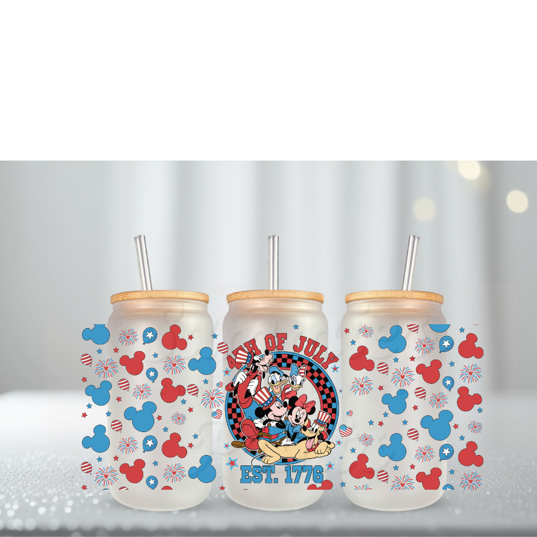 July Red & Blue Mouse Heads W/Fireworks