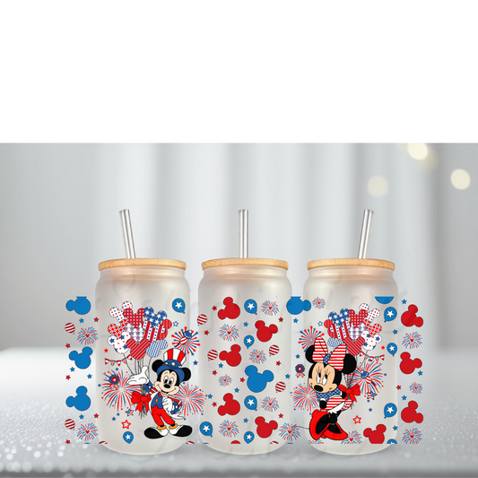 July Boy & Girl Mouse Balloon Heads UV DTF Cup Wrap