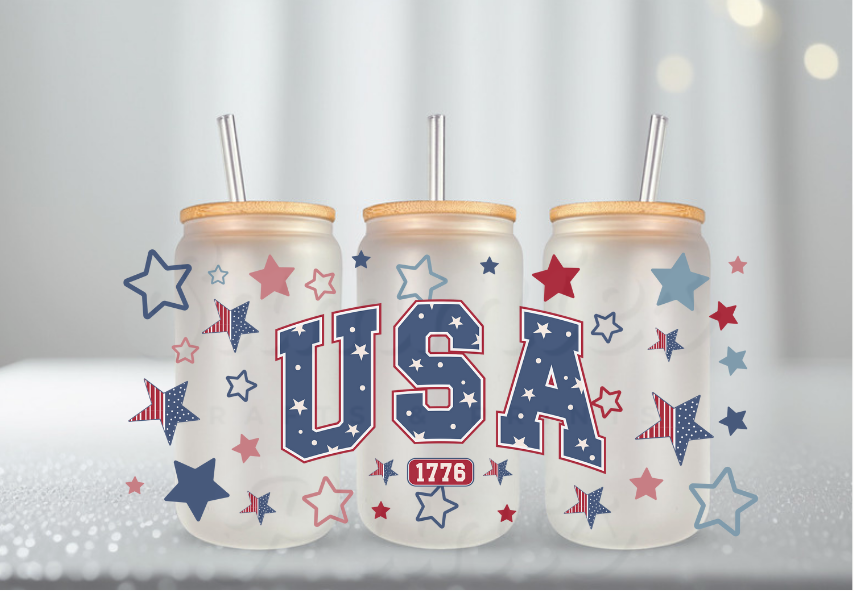 USA 1776 Stars 4th of July UV DTF Cup Wrap