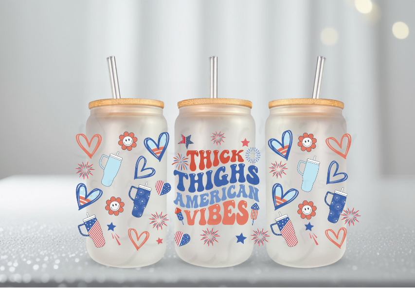 Thick Thighs America Vibes UV DTF Cup Wrap