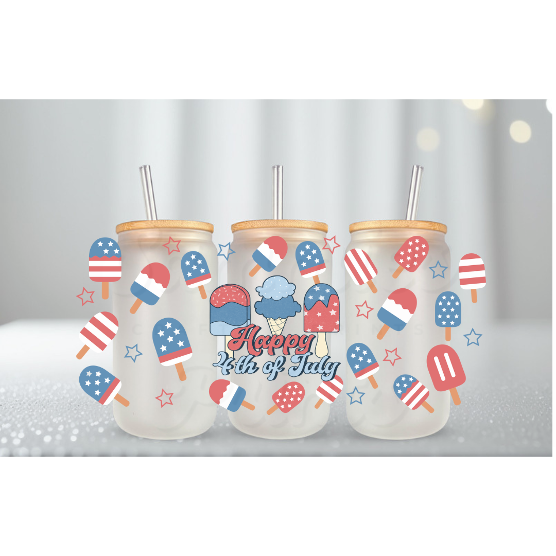 Happy 4th Of July Ice Cream UV DTF Cup Wrap