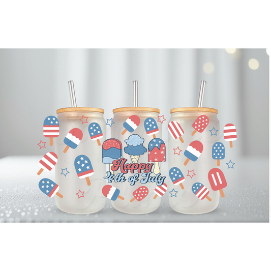 Happy 4th Of July Ice Cream UV DTF Cup Wrap