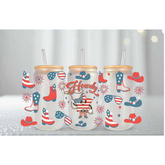 Howdy 4th Of July STAR Cowboy Boots & Hats UV DTF Cup Wrap