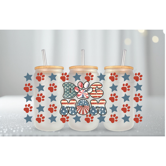 American Dog Mom 4th Of July UV DTF Cup Wrap