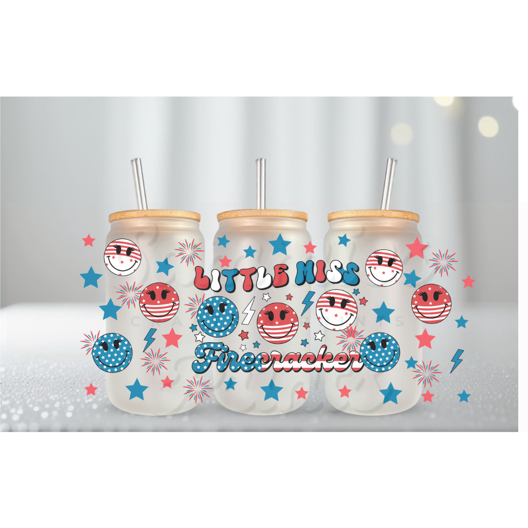 Little Miss Firecracker 4th Of July UV DTF Cup Wrap