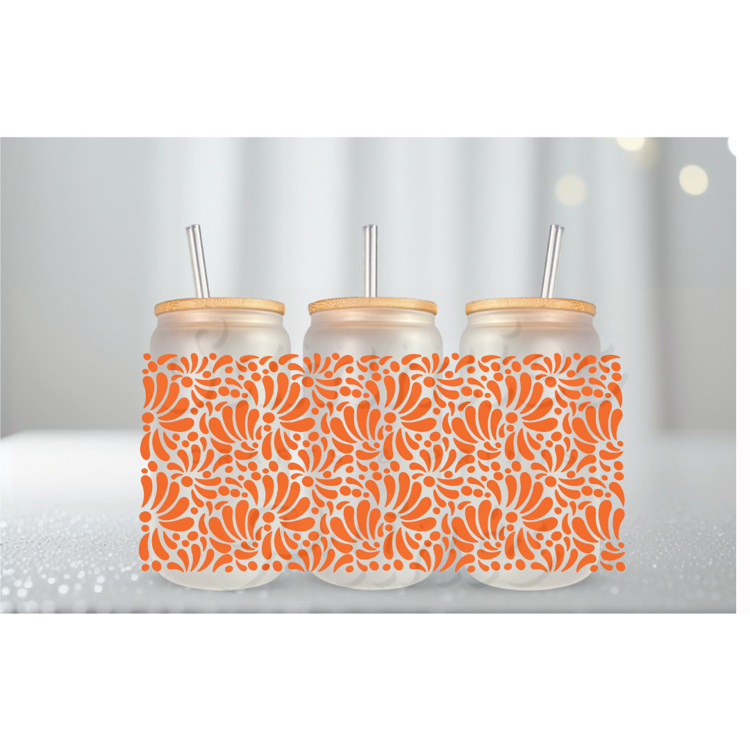 Orange Talavera UV DTF Cup Wrap