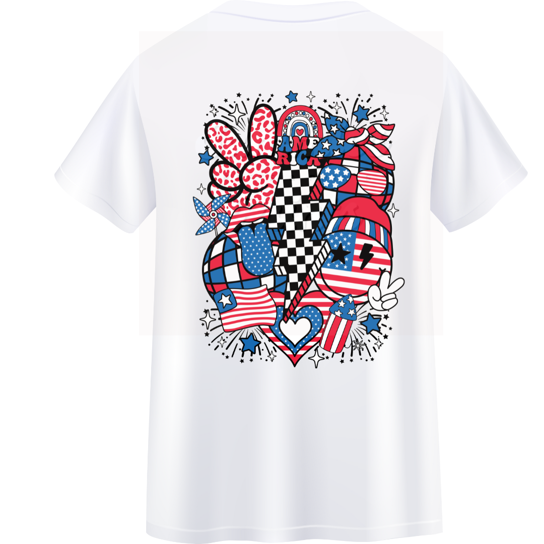 Retro USA DTF Heat Transfer SET Front & Back