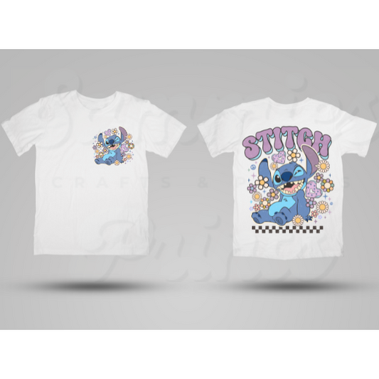 Blue Alien Retro Flowers SET DTF Heat transfer