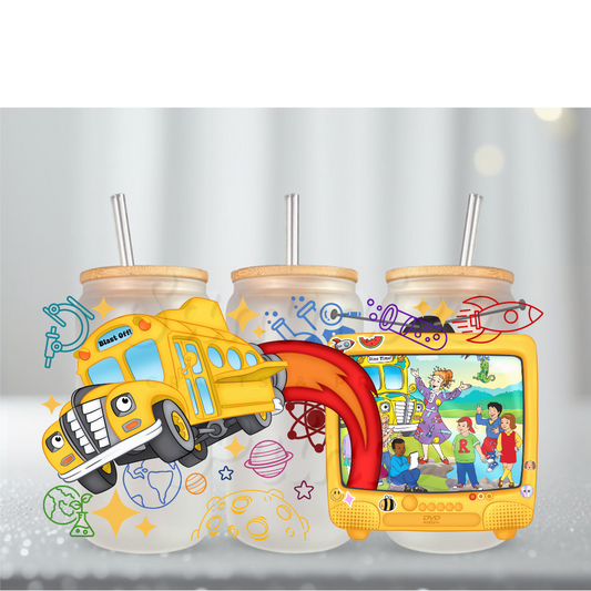 School Bus UV DTF Cup Wrap