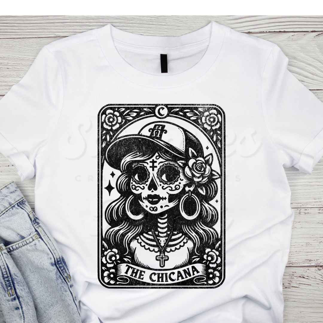 Chicana Black Destressed DTF Heat Transfer