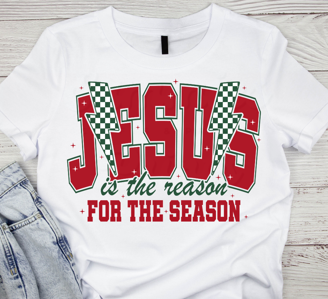 Tis The Season Jesus Flat Red DTF Heat Transfer