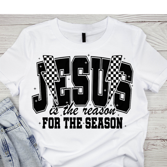 Tis The Sesson Jesus Flat Black DTF Heat Transfer