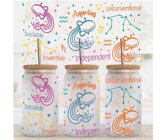 Aquarius Zodiac Sign UV DTF Cup Wrap