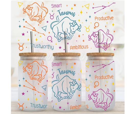 Taurus Zodiac Sign UV DTF Cup Wrap