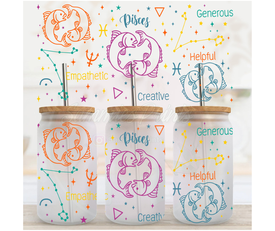 Pisces Zodiac Sign UV DTF Cup Wrap