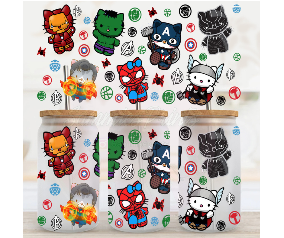 Kitty Heros UV DTF Cup Wrap