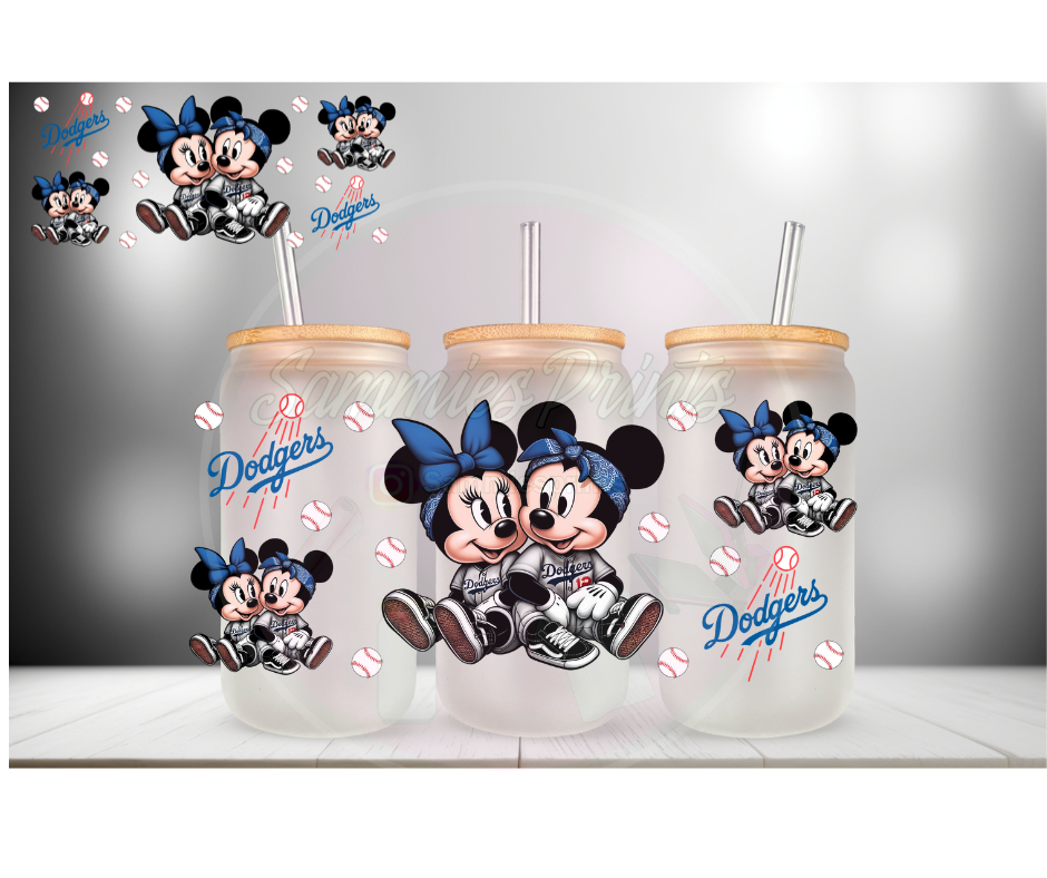 Mickey & Minnie La Baseball UV DTF Cup Wrap