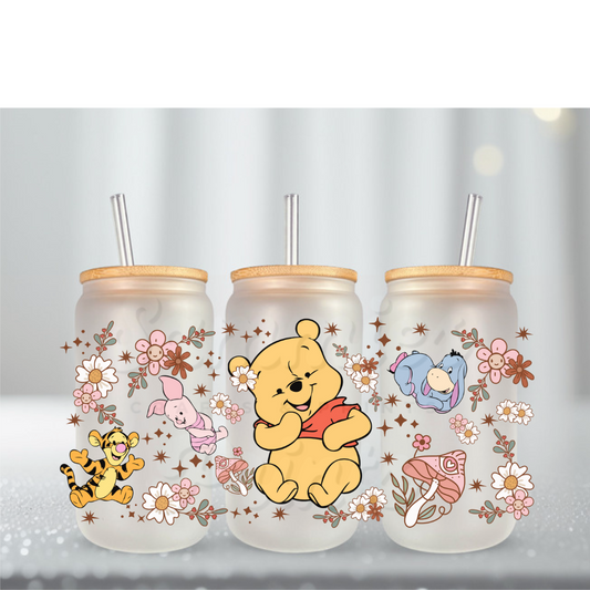 Yellow Bear Big Baby w Flowers UV DTF Cup Wrap