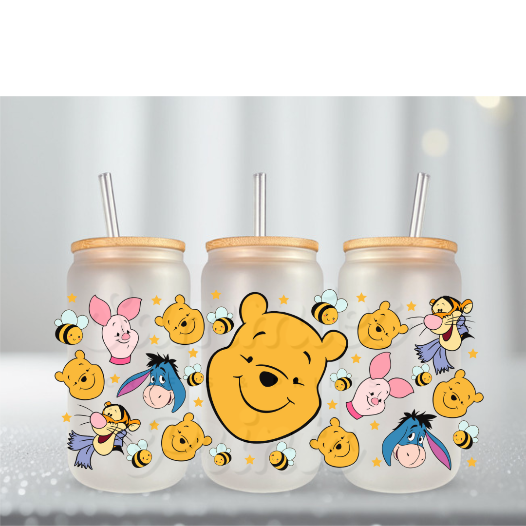 Yellow Bear Big Face UV DTF Cup Wrap