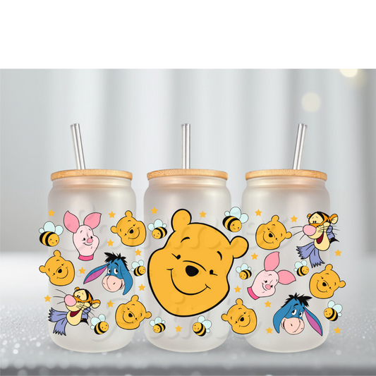 Yellow Bear Big Face UV DTF Cup Wrap