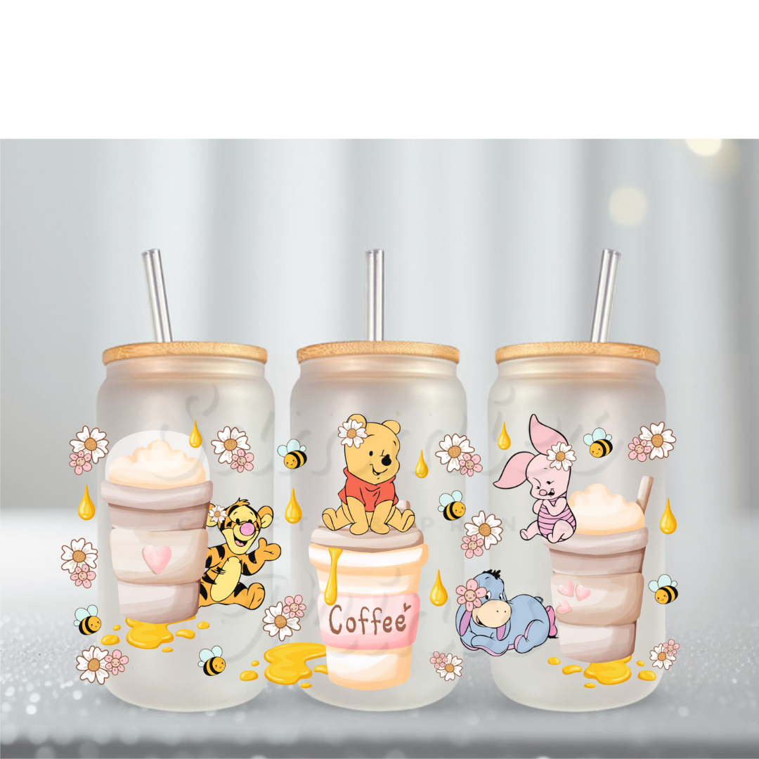 Yellow Bear Coffee Honey Drip UV DTF Cup Wrap