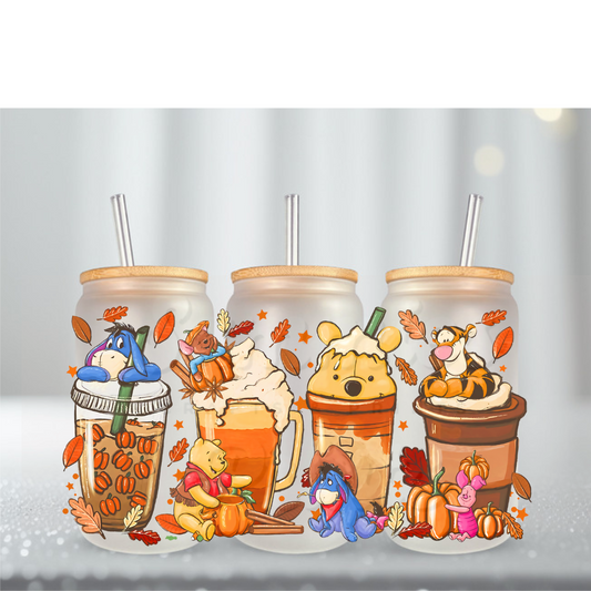 Yellow Bear Fall Drinks UV DTF Cup Wrap