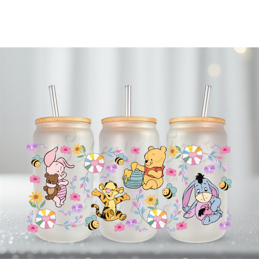 Yellow Bear Flowers UV DTF Cup Wrap