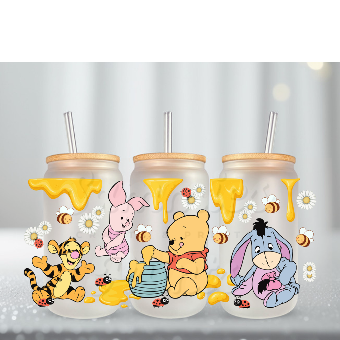 Yellow Bear Honey Drip UV DTF Cup Wrap