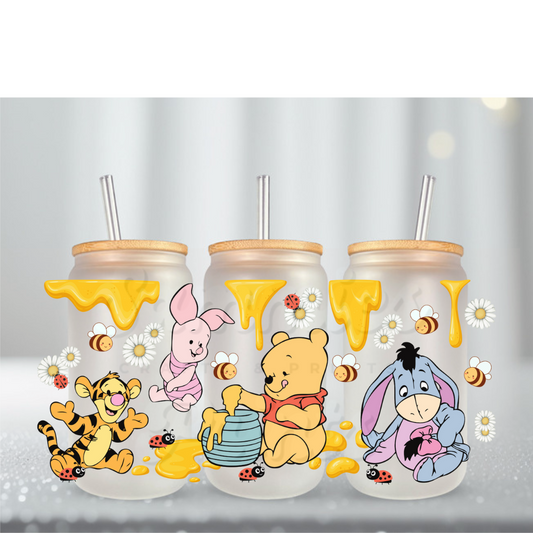 Yellow Bear Honey Drip UV DTF Cup Wrap