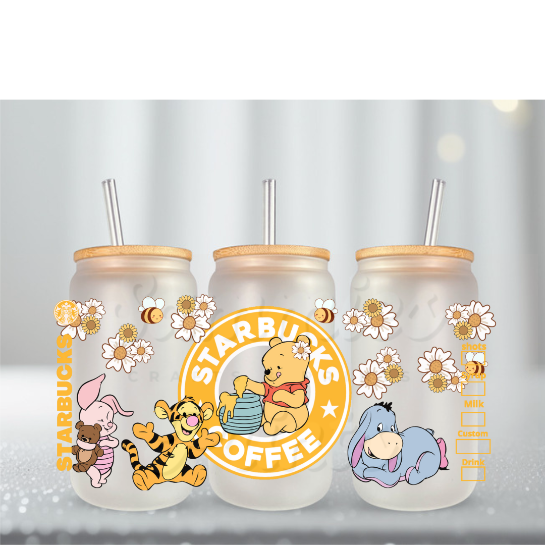 Yellow Bear Starbs UV DTF Cup Wrap