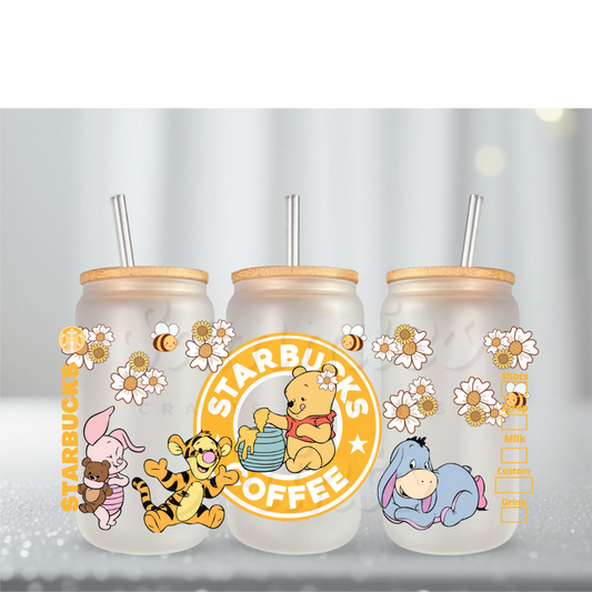 Yellow Bear Starbs UV DTF Cup Wrap