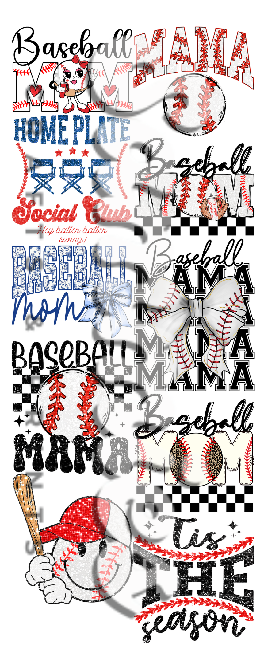 Baseball Mama 1 Pre Made 22x60" Gang Sheet