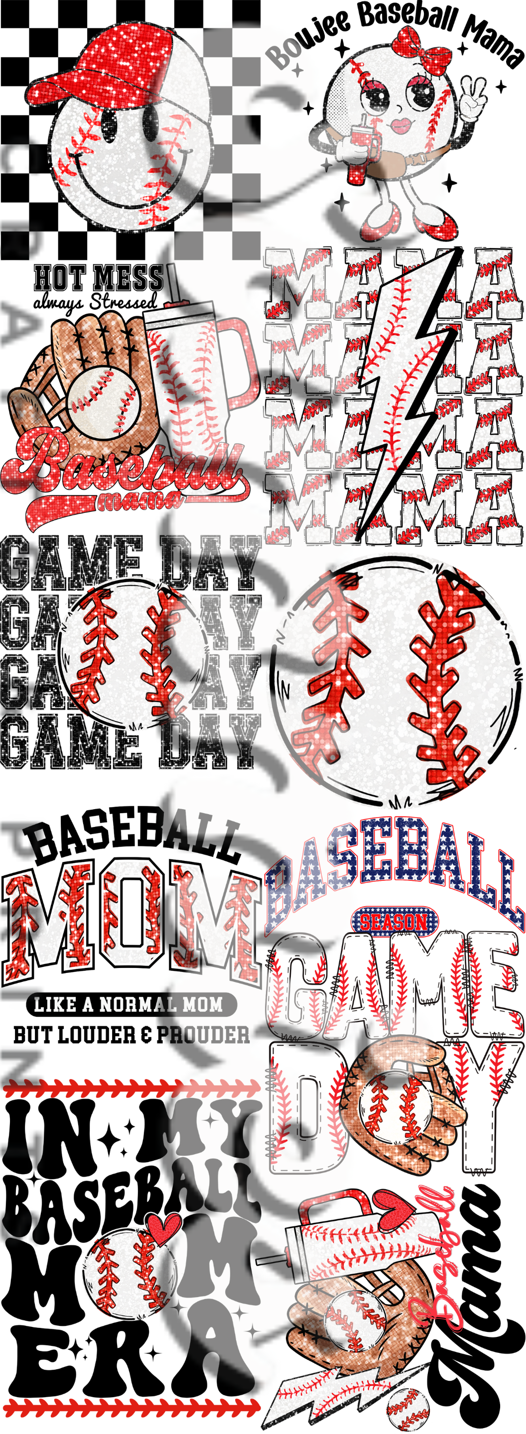 Baseball Mama 2 Pre Made 22x60" Gang Sheet